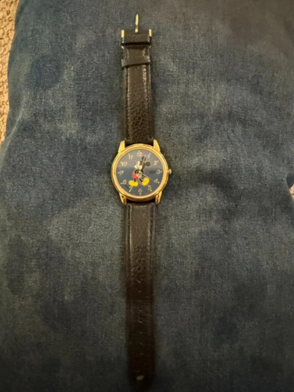 Lorus Mickey Mouse Quartz Watch Blue Sunburst Dial V501-9A80 Vintage 90s